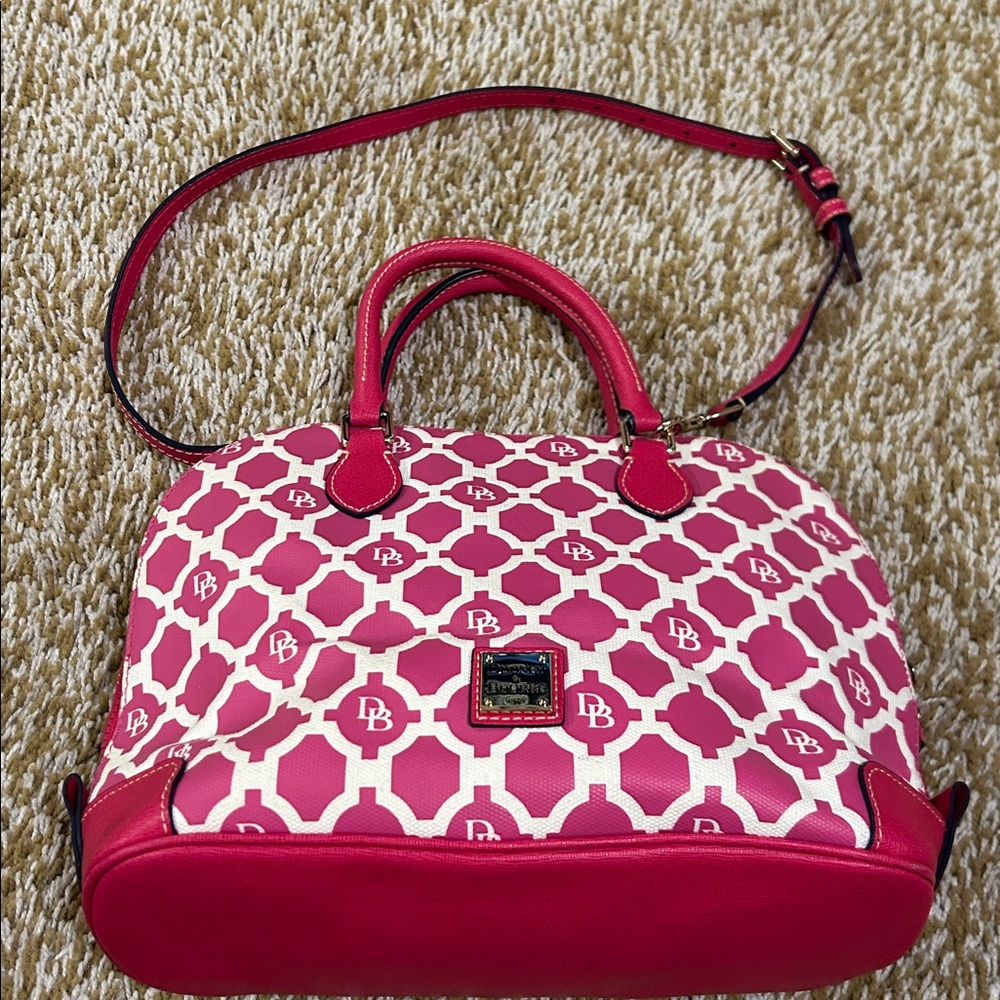 Dooney & Bourke Pink and Cream Geometric Satchel